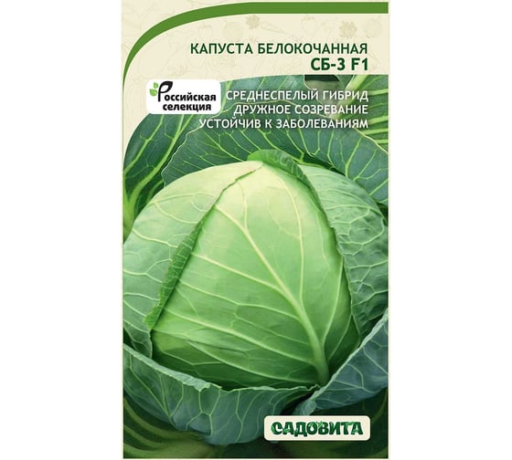 Семена Садовита Капуста белокочанная СБ-3 F1 0.1 г 00216402 1