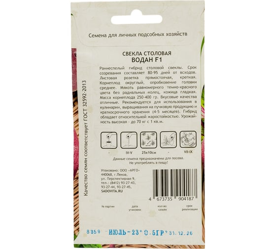 Семена Садовита Свекла Водан F1 0.5 г Bejo 00216446