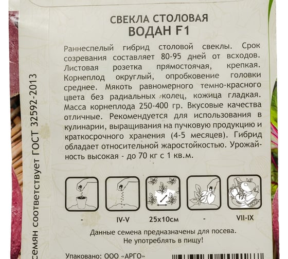 Семена Садовита Свекла Водан F1 0.5 г Bejo 00216446