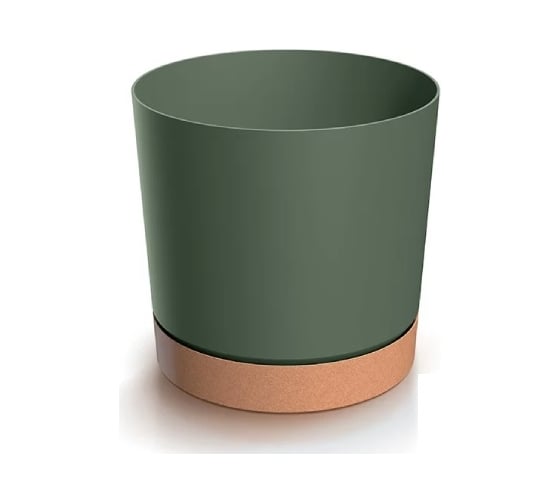 Кашпо Prosperplast DPOD300-2411U/4665W TUBO PM прикреплен поддон, d 29, h 28,3 см, 14,5 л, зеленый/коричневый 070042 1