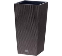 Высокое кашпо Prosperplast DRTS265-440U RATO SQUARE d 26,5х26,5 см, h 50 см, 11 л, umber, с вкладышем 069948