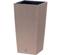 Кашпо Prosperplast DRTS265-7529U RATO SQUARE высокое, d 26,5х26,5 см, высота 50 см, 11 л, mocca, с вкладышем 069949