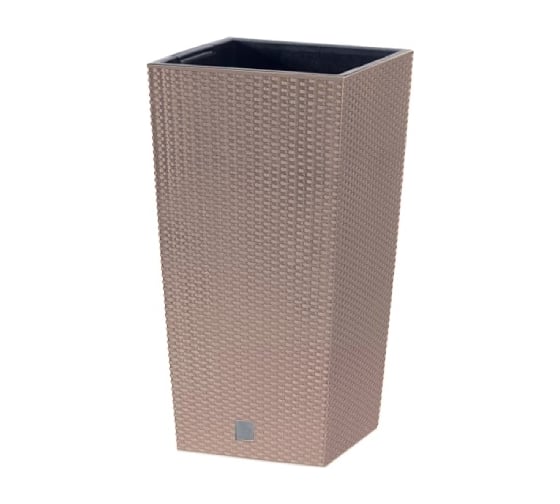 Кашпо Prosperplast DRTS265-7529U RATO SQUARE высокое, d 26,5х26,5 см, высота 50 см, 11 л, mocca, с вкладышем 069949 1