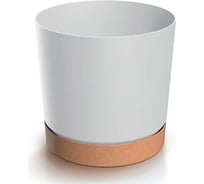 Кашпо Prosperplast DPOD240-S449/4665W TUBO PM прикреплен поддон, d 24, h 23 см, 8 л, белый/коричневый 070041