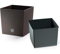 Кашпо Prosperplast DRTS170L-S433 RATO LOW d 17х17 см, высота 17 см, 3 л, антрацит, с вкладышем 070057