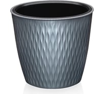 Круглое кашпо с вкладышем Эльфпласт Kerama 8.5 л, темно-серый, d 258 мм, h 230 мм 066940