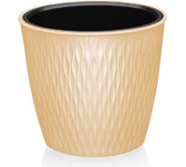 Круглое кашпо с вкладышем Эльфпласт Kerama 4.6 л, темно-бежевый, d 210 мм, h 187 мм 066935