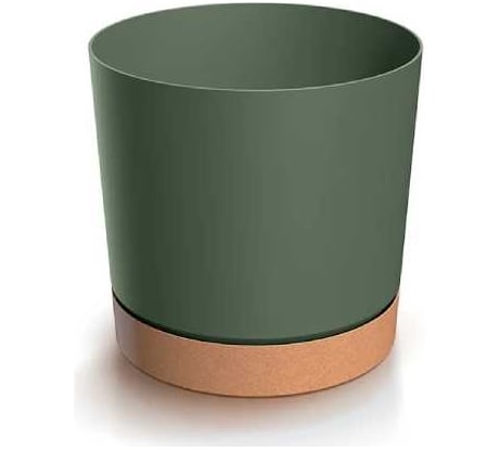 Кашпо с поддоном Prosperplast DPOD400-2411U/4665W TUBO PM d 39, h 37.5 см, 35 л, зеленый/коричневый 070048