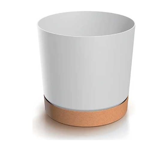 Кашпо с поддоном Prosperplast DPOD150-S449/4665W TUBO PM d 14.8, h 14.7 см, 1.8 л, белый/коричневый 070035 1