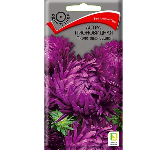 Семена Агрохолдинг ПОИСК ПОИСК Астра пионовидная Фиолетовая башня 0,3 гр 150289 1