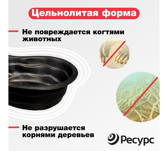 Декоративный пруд ЦентрПласт 280 л пластиковый 180x100x45 см черный 14615