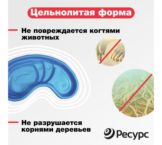 Декоративный пруд ЦентрПласт 280 л пластиковый 180x100x45 см синий 14593