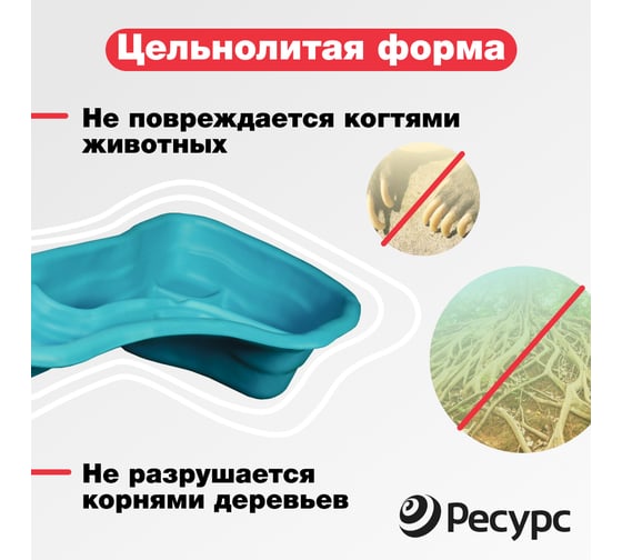 Декоративный пруд ЦентрПласт 440 л пластиковый 205x142x50 см зеленый 14596