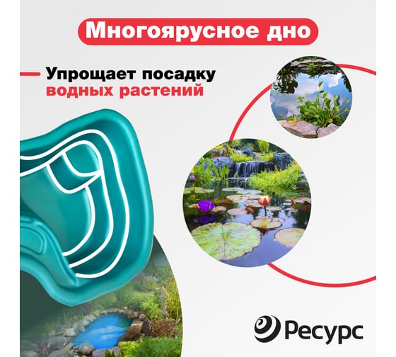 Декоративный пруд ЦентрПласт 700 л пластиковый 184x157x62 см зеленый 19287