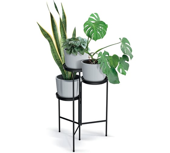 Подставка металлическая на 3 цветка Prosperplast IKF600-S411Tol Stand, 42х40.5 см, h 60 см, черный 070100