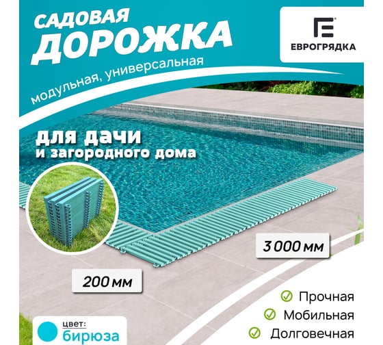 Садовая дорожка Еврогрядка 200x3000, цвет бирюзовый EGDOR20x300bir 1