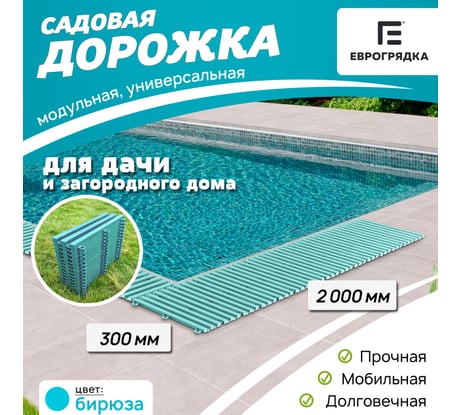 Садовая дорожка Еврогрядка 300x2000, цвет бирюзовый EGDOR30x200bir
