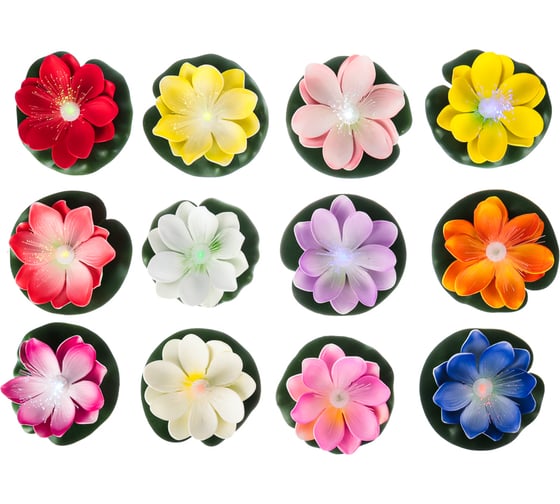 Декоративная лилия с подсветкой для пруда INBLOOM полиэстер, 10 см, LR44x3, 12 цветов 171-009