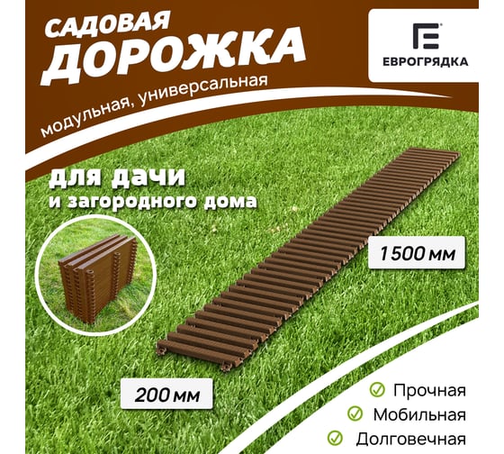 Садовая дорожка Еврогрядка 200x1500, терракотовая EGDOR20x150tr
