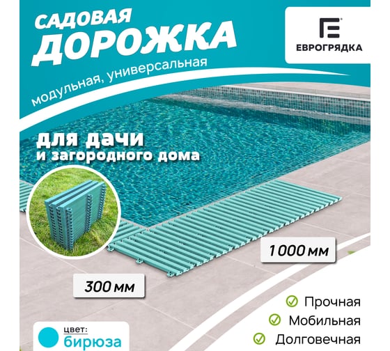 Садовая дорожка Еврогрядка 300x1000, бирюзовая EGDOR30x100bir