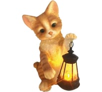 Садовая фигурка ЧУДЕСНЫЙ САД Е543 котенок с фонарем, 18см, полирезина 4606400627043