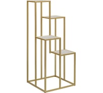 Столик подставка под 4 кашпо GreenWeen TORI золотой каркас, столешницы керамика Ivory, 400x400x1000 GW-T4-G-100-KI