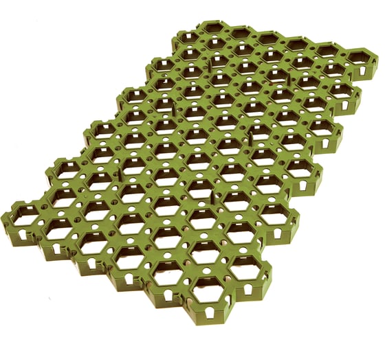 Газонная решетка KIMRIK 1 шт, 68x41x3.3 см, высота с кольями - 6.2 см, зеленая KG738920