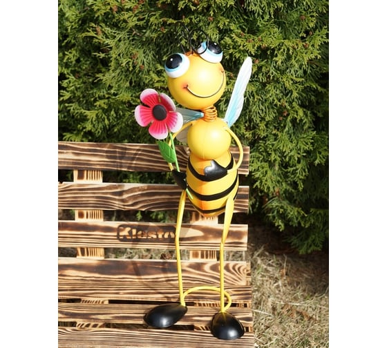 Садовая фигурка для дачи и сада KlestO Пчела с цветком, высота 55 см Z27059C