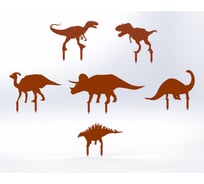 Фигурки садовые металлические ООО Металекс Динозавры 6 шт., оранжевый 115100