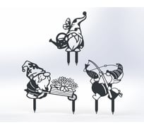 Фигурки садовые металлические Металекс "Гномики" комплект 3 шт, тип 2, серый 115066