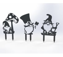 Фигурки садовые металлические Металекс "Гномики" комплект 3 шт, тип 1, серый 115065