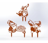 Фигурки садовые металлические Металекс "Гномики" комплект 3 шт, тип 2, оранжевый 115075