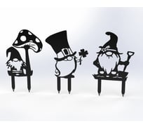 Фигурки садовые металлические Металекс "Гномики" комплект 3 шт, тип 1, черный 115056