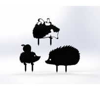 Фигурки садовые металлические Металекс "Ёжики" комплект 3 шт, тип 1, черный 115110