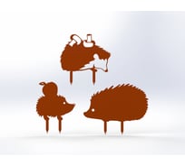 Фигурки садовые металлические Металекс "Ёжики" комплект 3 шт, тип 1, оранжевый 115128