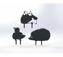 Фигурки садовые металлические Металекс "Ёжики" комплект 3 шт, тип 1, серый 115119