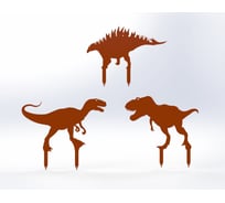 Фигурки садовые металлические Металекс "Динозавры" комплект 3 шт, тип 2, оранжевый 115102