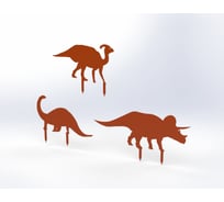 Фигурки садовые металлические Металекс "Динозавры" комплект 3 шт, тип 1, оранжевый 115101