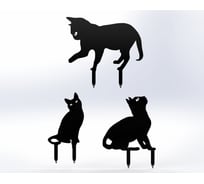 Фигурки садовые металлические Металекс "Котики" комплект 3 шт, тип 1, черный 115029