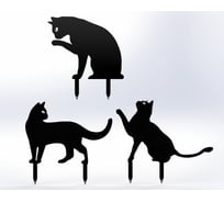 Фигурки садовые металлические Металекс "Котики" комплект 3 шт, тип 2, черный 115030