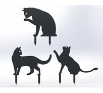 Фигурки садовые металлические Металекс "Котики" комплект 3 шт, тип 2, серый 115039