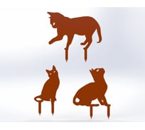 Фигурки садовые металлические Металекс "Котики" комплект 3 шт, тип 1, оранжевый 115047