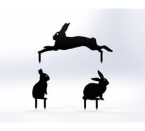 Фигурки садовые металлические Металекс "Зайки" комплект 3 шт, тип 1, черный 115137