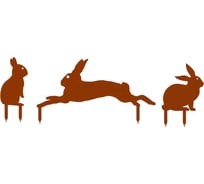 Фигурки садовые металлические Металекс "Зайки" комплект 3 шт, тип 1, оранжевый 115155