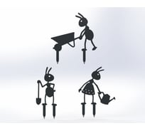 Фигурки садовые металлические Металекс "Муравьи" комплект 3 шт, тип 2, серый 115012