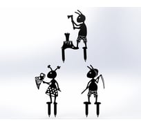 Фигурки садовые металлические Металекс "Муравьи" комплект 3 шт, тип 1, черный 115002