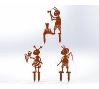 Фигурки садовые металлические Металекс "Муравьи" комплект 3 шт, тип 1, оранжевый 115020