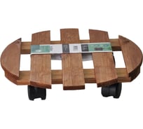 Подставка для цветов ДИПРИЗ напольная на колесиках Флорэль деревянная в стиле рустик (состаренный), круглая, браун Д.7476.3 34482487