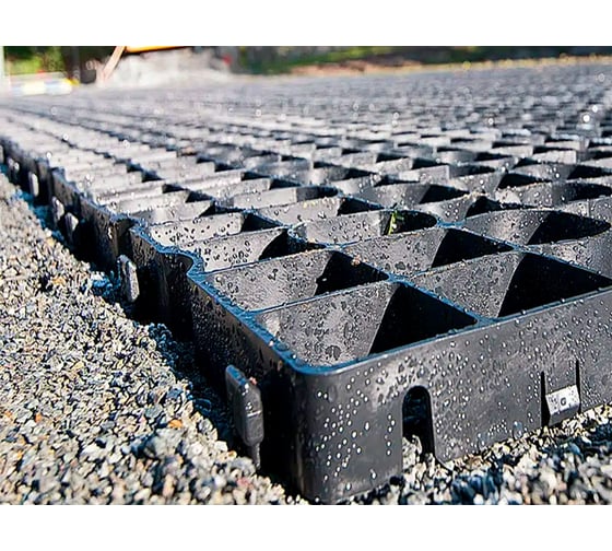Усиленная газонная решетка ГеоПластБорд 50x50, черный, комплект 4 шт ГР_ТГ40.50.50.4_ч_4