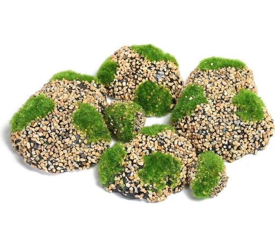 Искусственный мох с каменной крошкой Greengo Камни 6 шт., ассорти: 2 больших, 2 средних, 2 маленьких 4488260